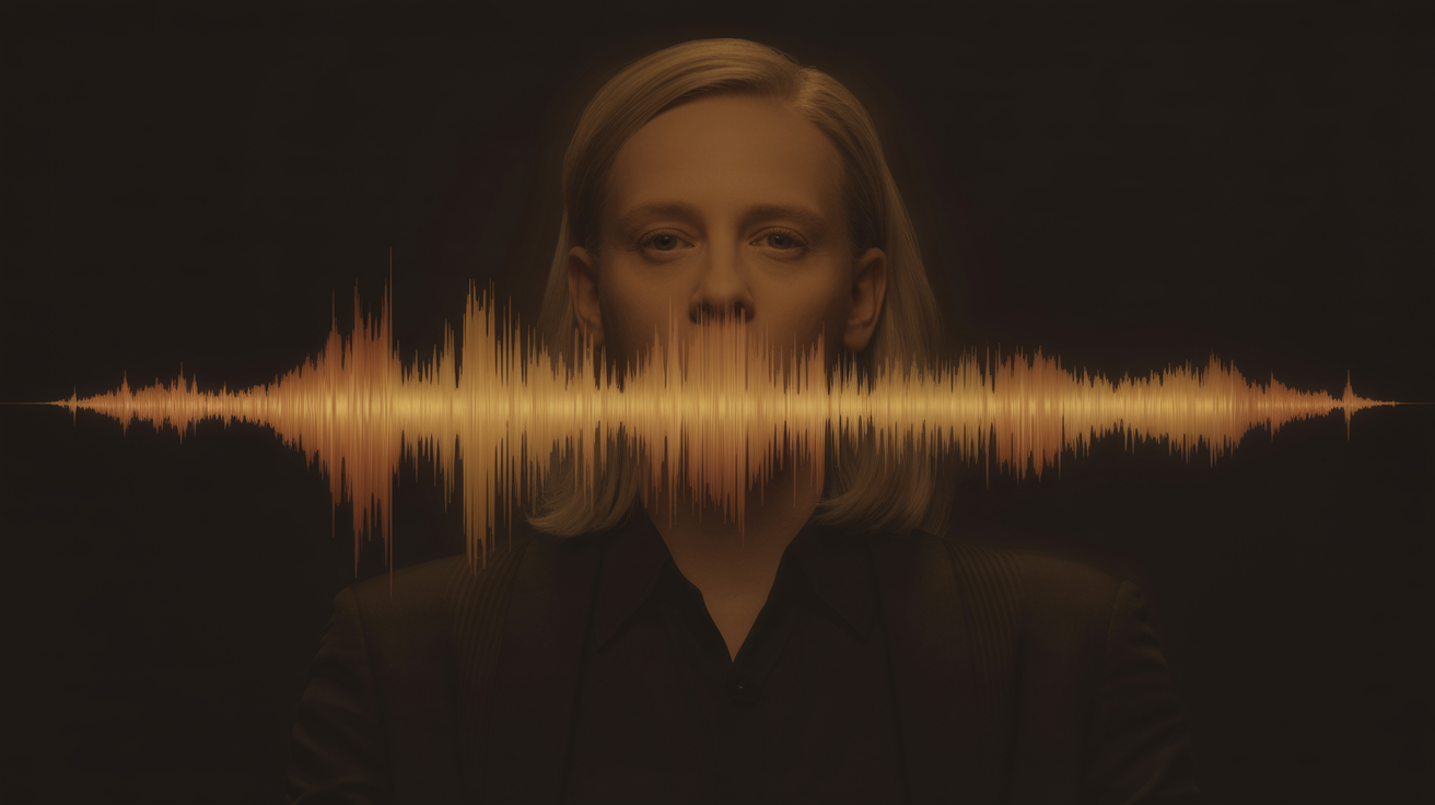 Warm amber audio waveform visualization representing a distinctive voice signature