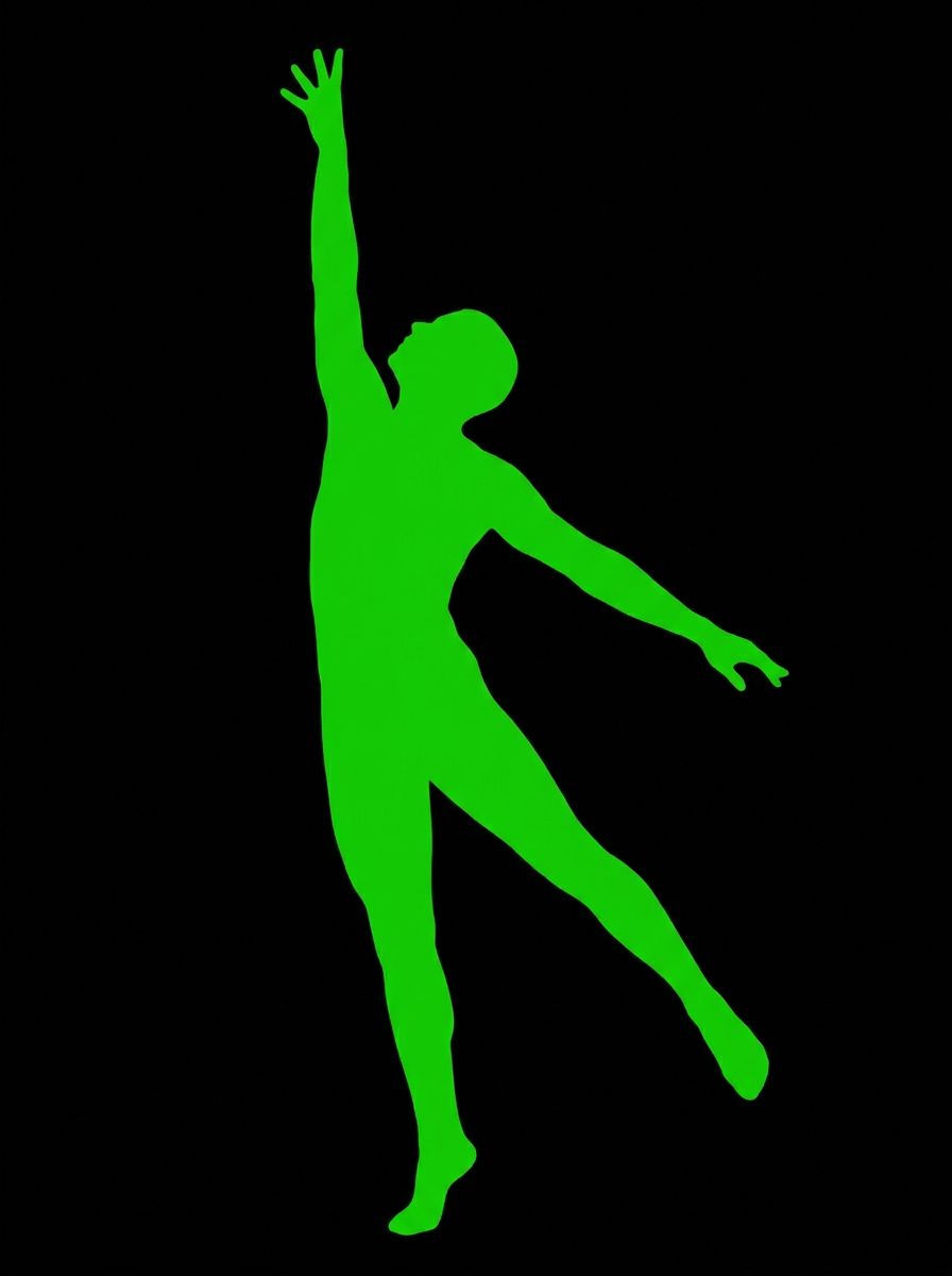 Green silhouette reaching