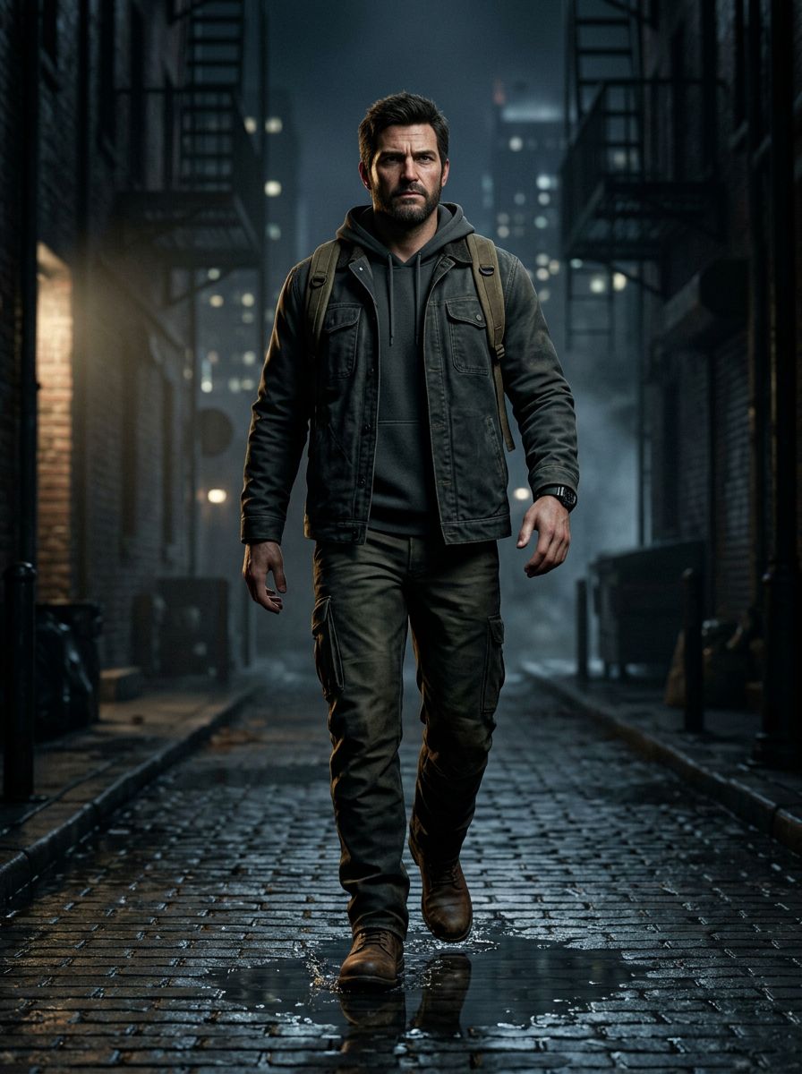 Male character walking